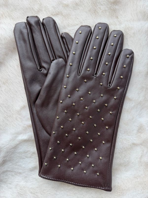 Studded Faux Leather Gloves