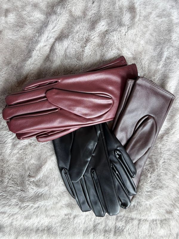 Faux Leather Gloves