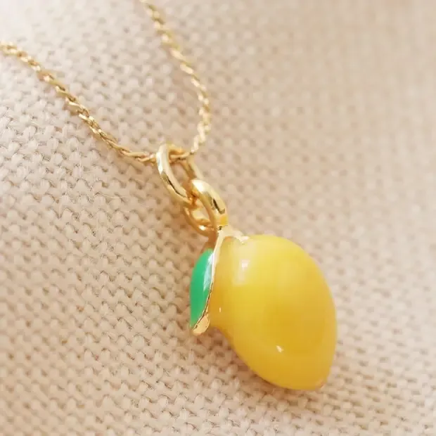 Enamel Lemon Pendant Necklace