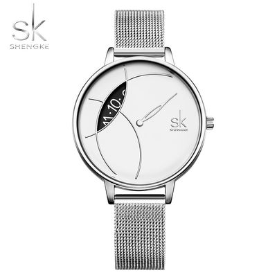 SK Brand Women&amp;#039;s Watch Women&amp;#039;s Creative Mesh Strap Personalized Watch Women&amp;#039;s Simple Casual Quartz Watch Factory Wholesale 0091