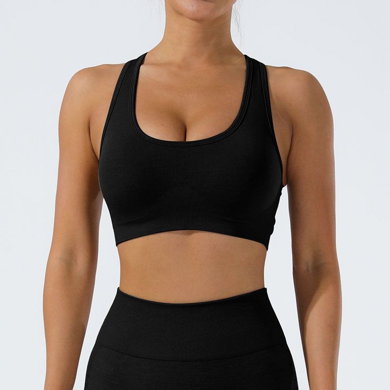 Super Soft Feel Beauty Back Sports Bra Underwear Outer Wear Shockproof Running Workout Clothes Yoga Bra, Color: Black, Size: S