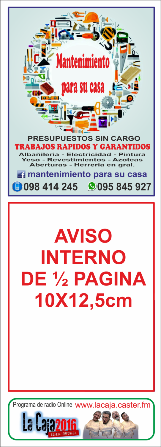 AVISO DE 1/2 PAGINA INTERNO DE 10X 12,5cm