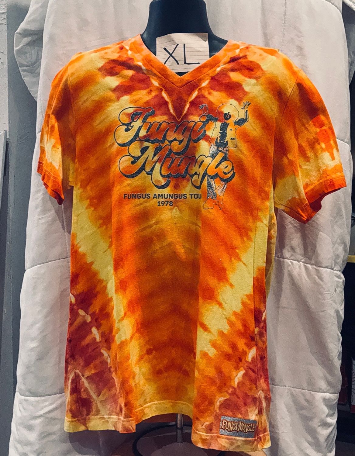 SIR XLarge Men's Orange/Yellow V-Neck Tie Dye 1978