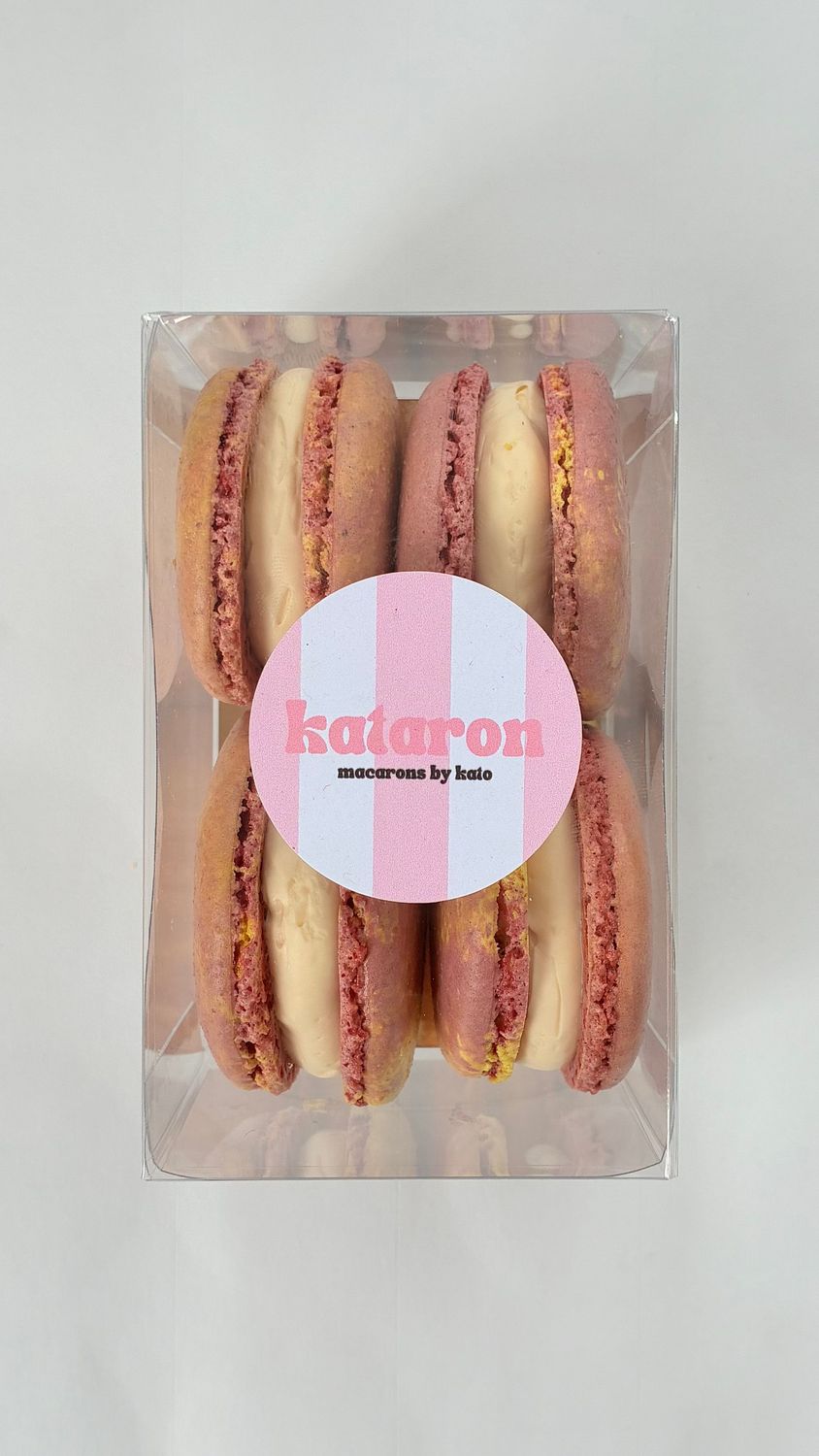 PASSIEVRUCHT - doosje van 4 macarons PASSIEVRUCHT - doosje van 4 macarons