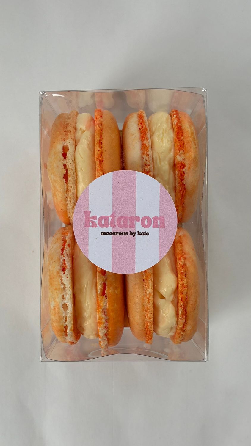 SMURFENTAART - doosje van 4 macarons SMURFENTAART - doosje van 4 macarons