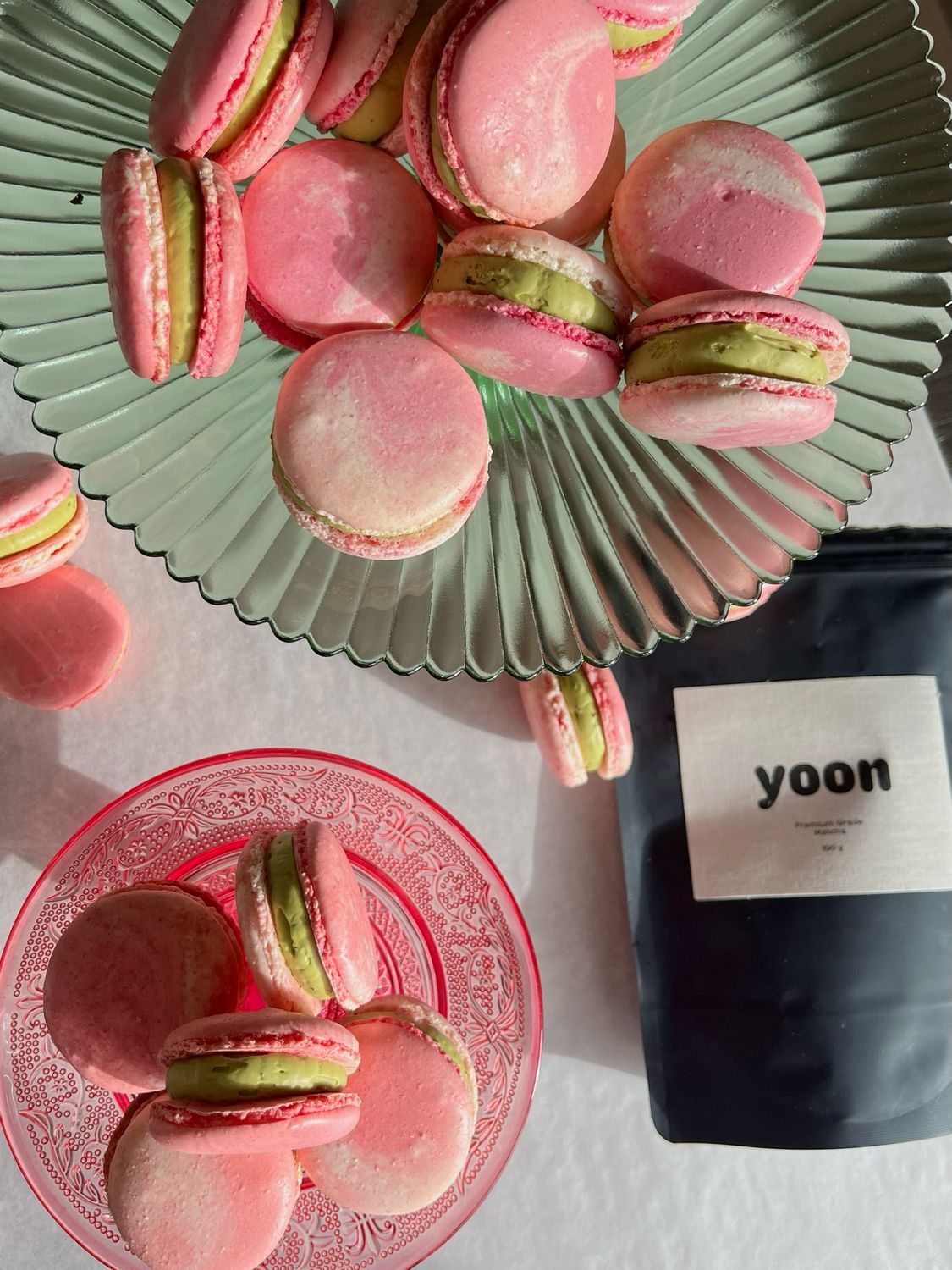 Strawberry matcha - doosje van 4 macarons