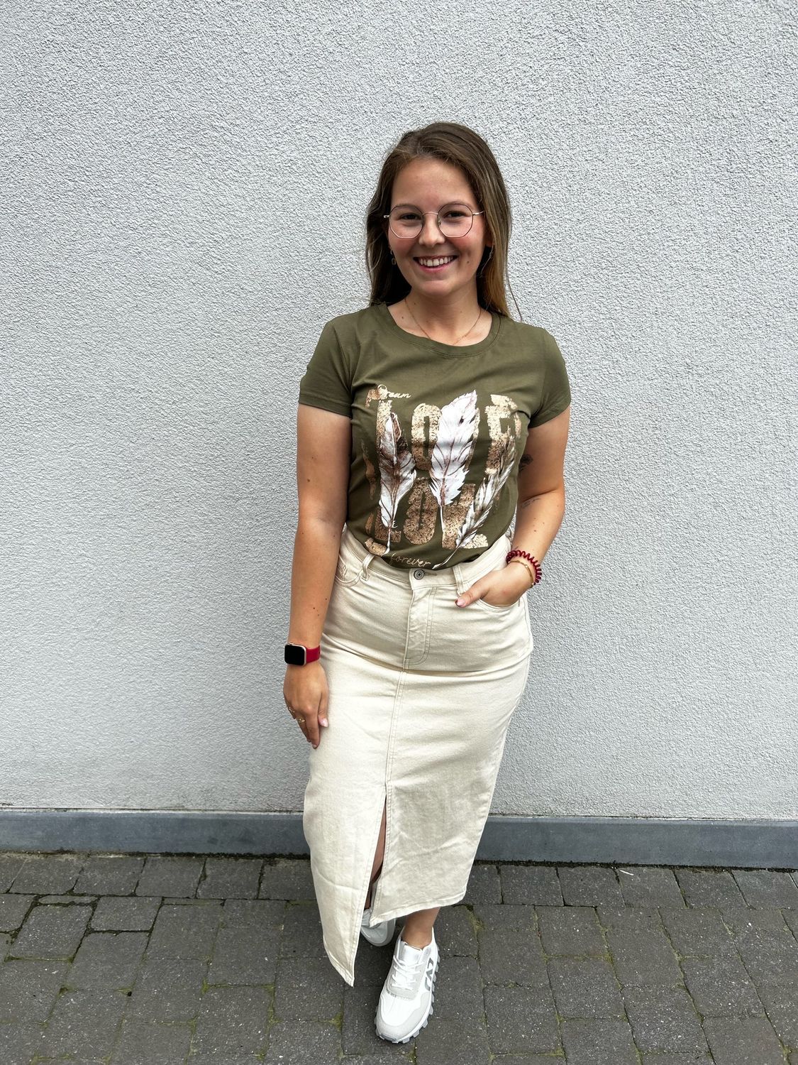 Jeansrok creme