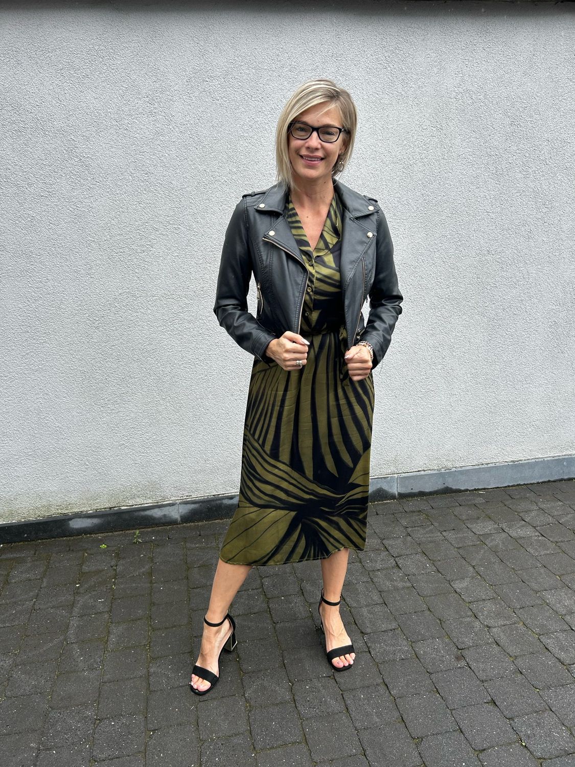 Lederlook jas- zwart