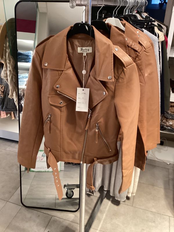 Lederlook jas Sophie - camel