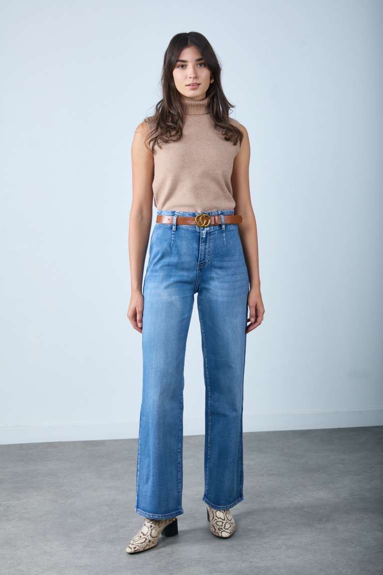 Toxik3 - Wide Leg met riem - Light blue