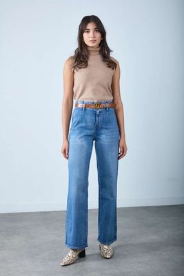 Toxik3 - Wide Leg met riem - Light blue