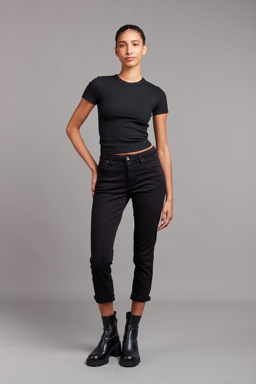 Toxik3 - Boyfriend strass - Zwart
