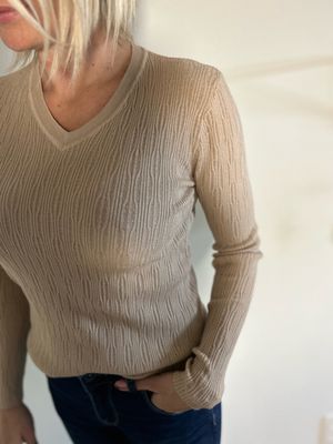 V-truitje Steph - beige
