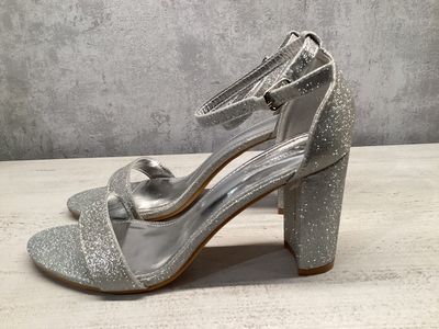 Glitter sandalen met hak - Zilver