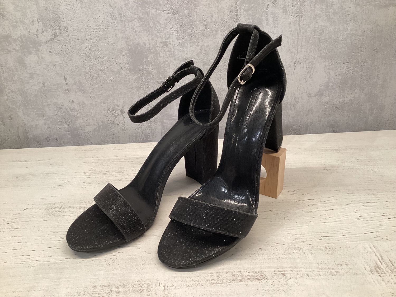 Glitter sandalen met hak - Zwart