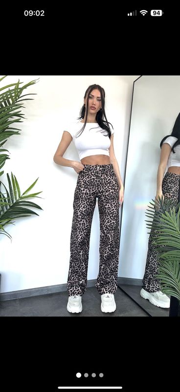 Redial - leopard coated straight jeans