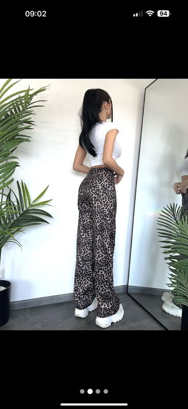 Redial - leopard coated straight jeans