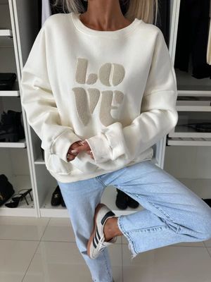 Trui Love - Creme/wit