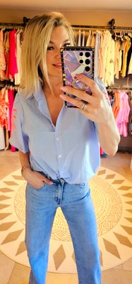Blouse Bo - Blauw/roze