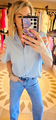 Blouse Suze - Blauw/oranje