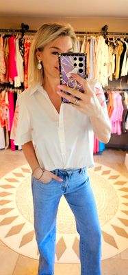 Blouse Suze - Wit/roze