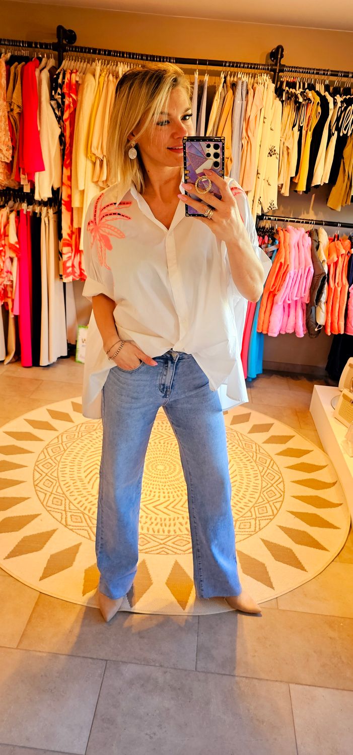 Blouse Maria - Wit/roze