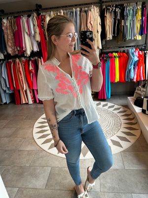 Blouse Siglinde - Wit/roze