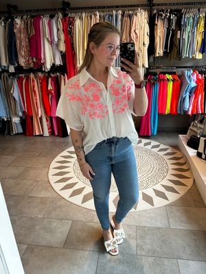 Blouse Mieke - Wit/roze