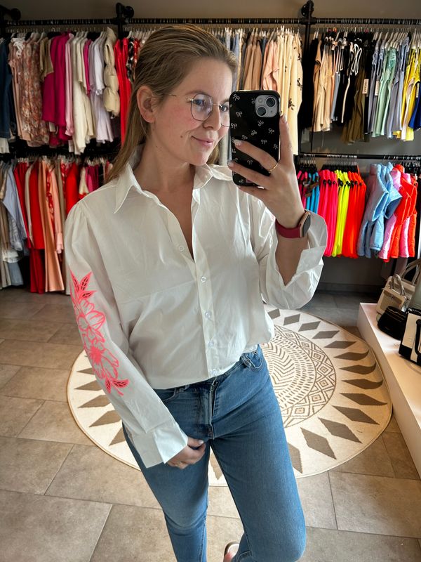 Blouse Tamara - Wit/roze