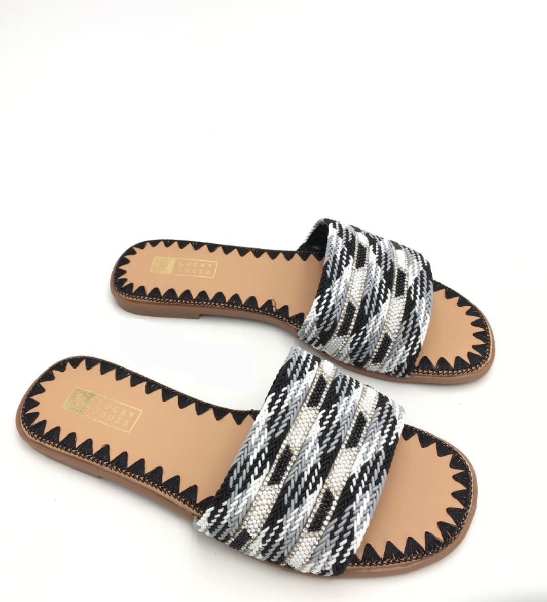 slipper strass - Zwart /beige