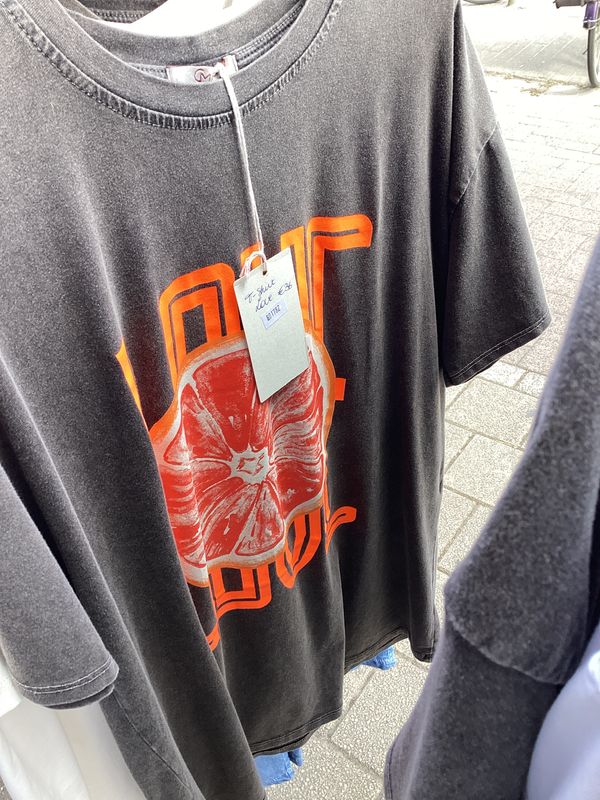 T-shirt Love - Grijs/oranje