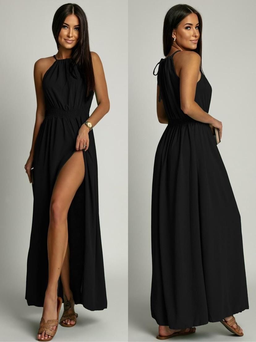Maxi halterdress Cleo - Zwart