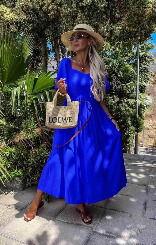 Midi jurk Santorini  - Cobaltblauw