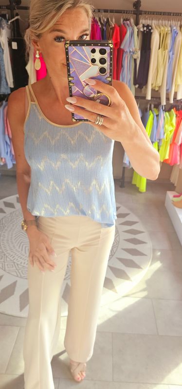 Top Lindsey - Blauw/goud