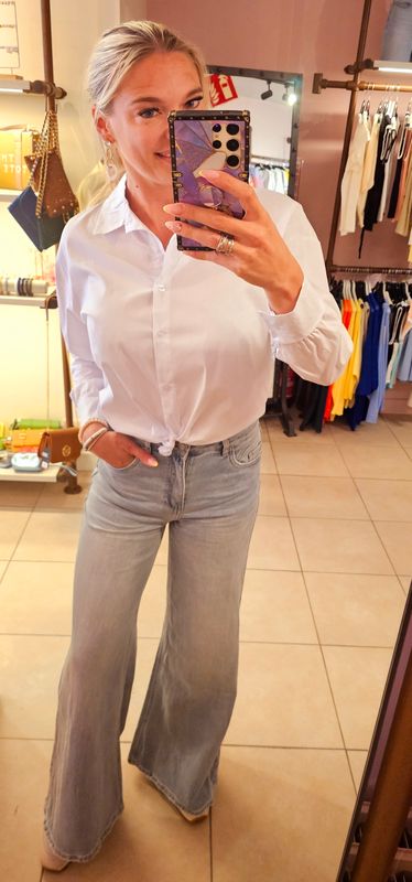 Blouse bow - wit/roze