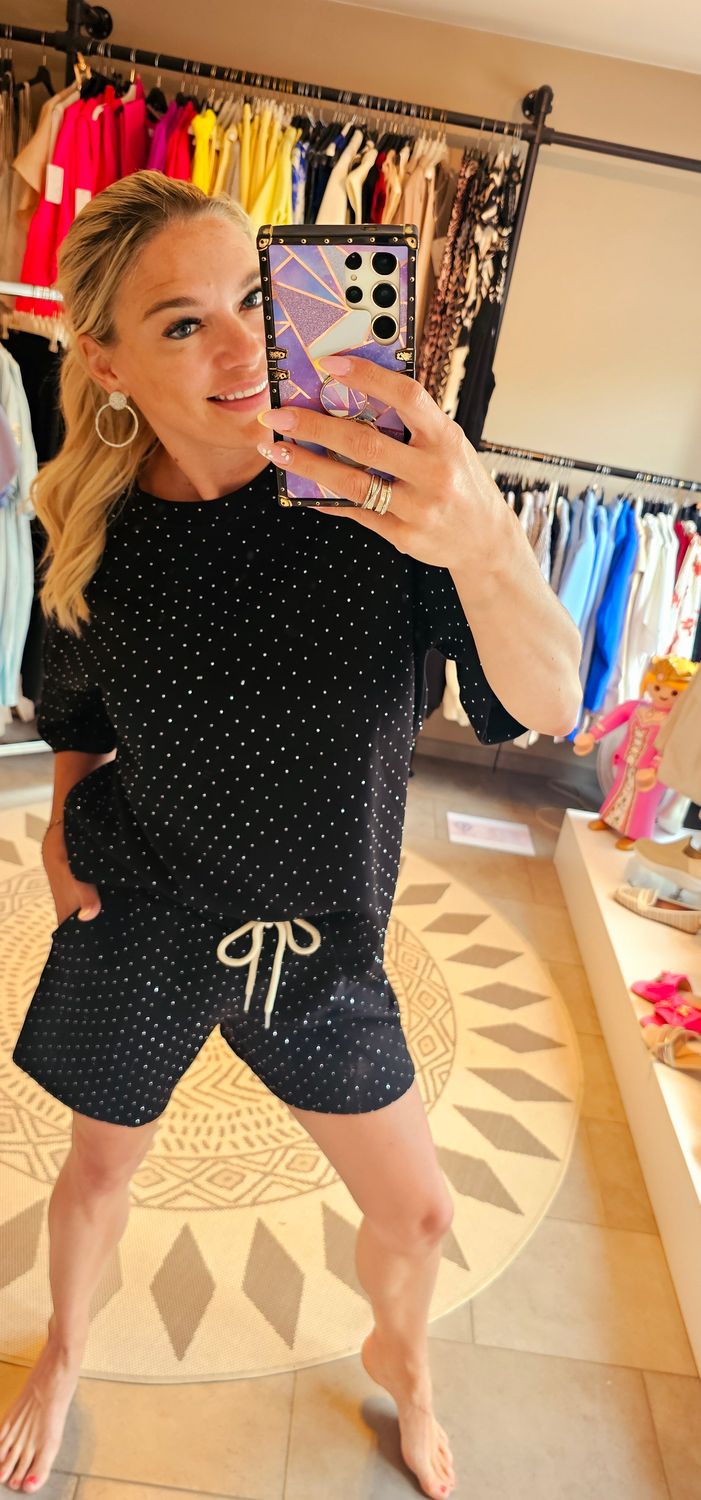 2 delige set - strass Zwart