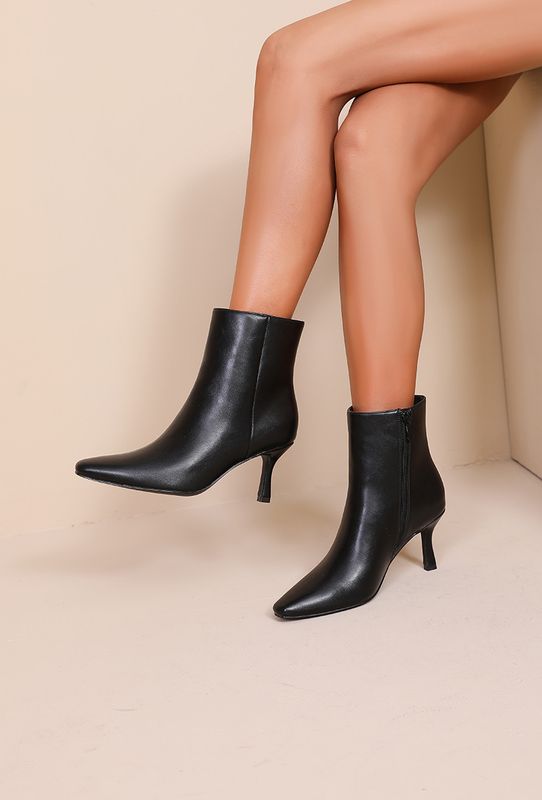 Heels Daisy lederlook - Zwart