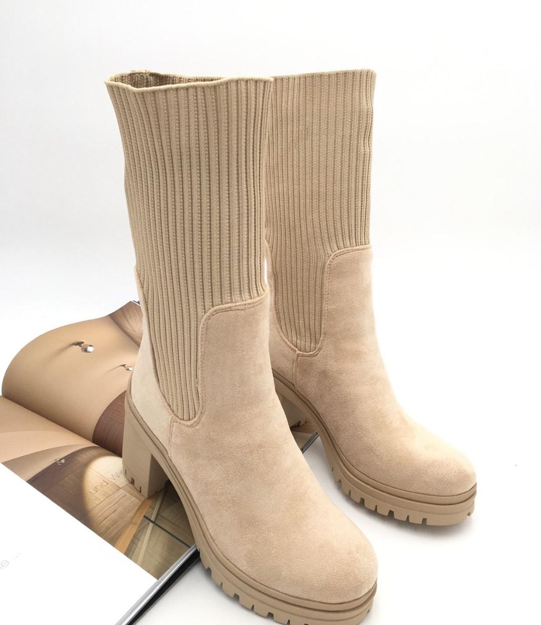 Fold over boots - Beige