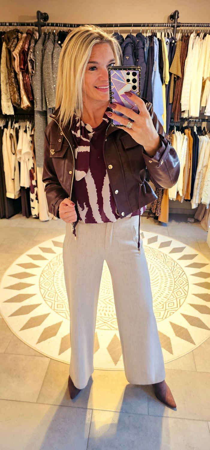 Lederlook jas Bordeaux