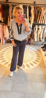 Ribfluweel broek Navy  met riem