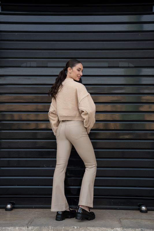 Lederlook flared - Beige