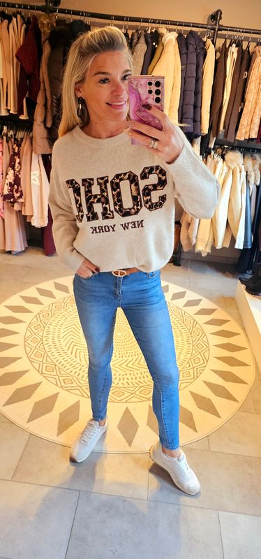 Pull Soho leopard beige