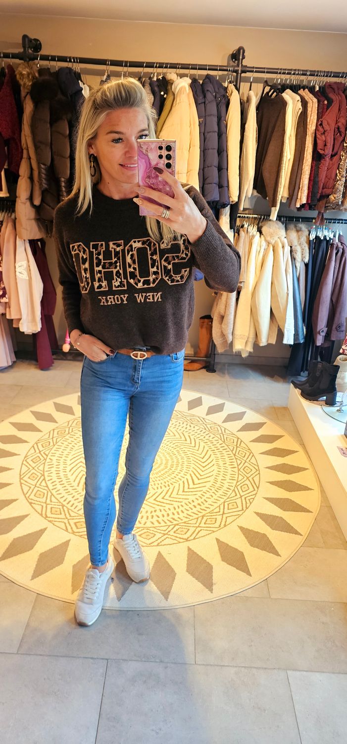 Pull Soho leopard bruin