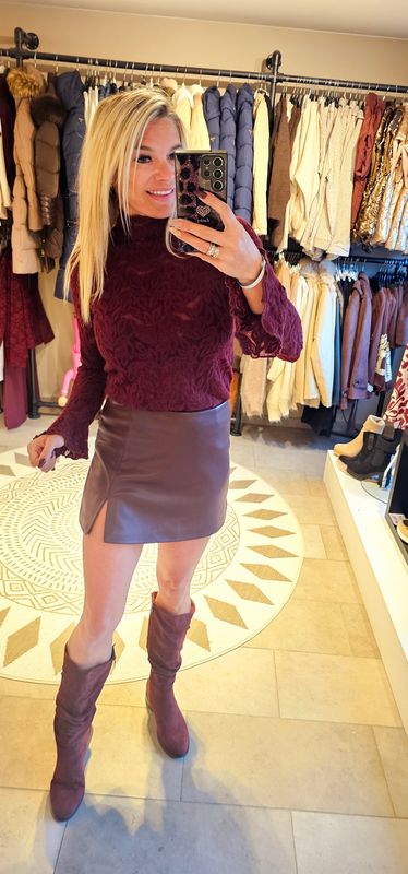 Lace longsleeve Flower - Bordeaux