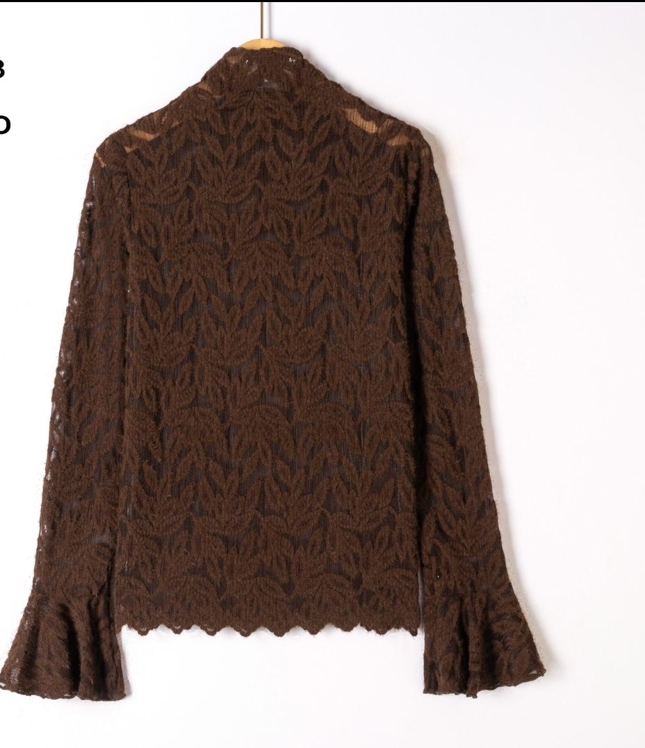 Lace longsleeve Flower - Bruin