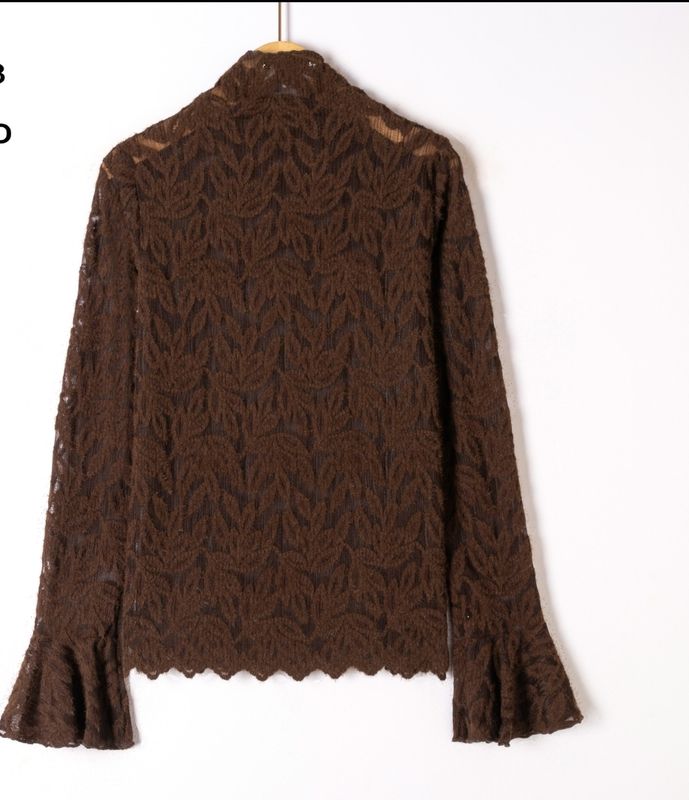 Lace longsleeve Flower - Bruin