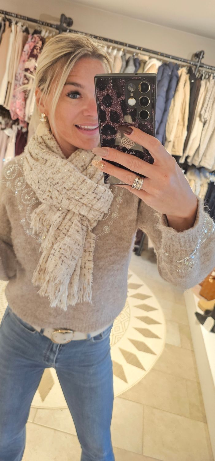 Sjaal glinster beige/ goud