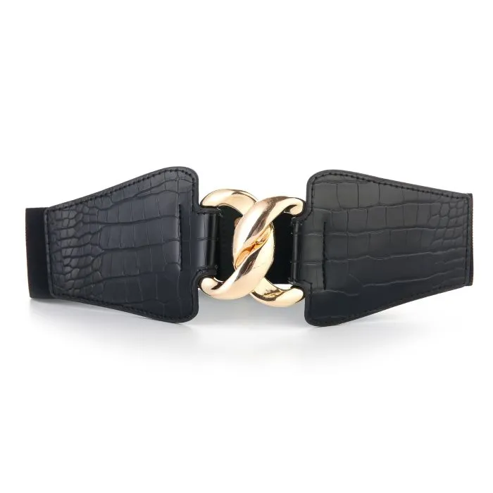 Riem met rekker - Croco black