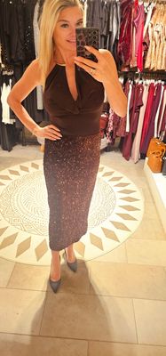 Rok pailletten - Bruin