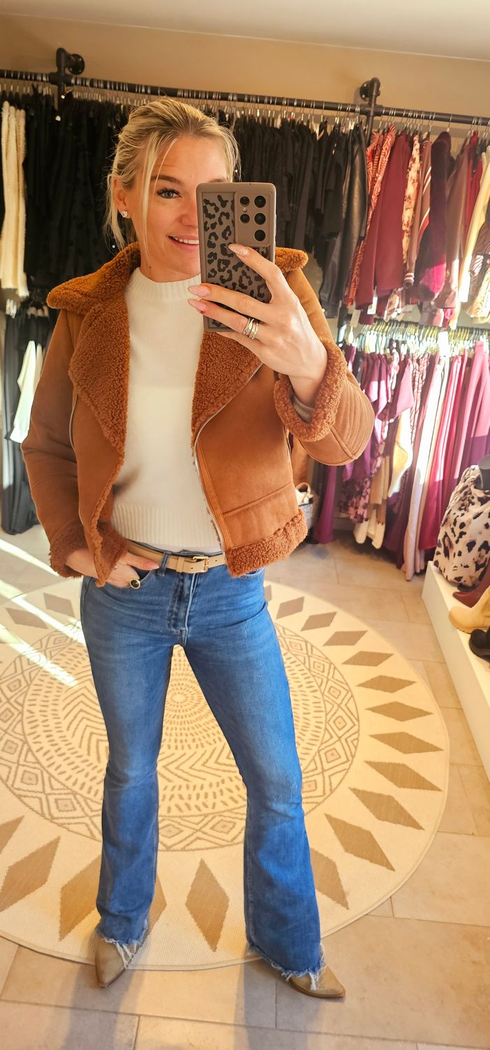 Biker jack teddy - Camel